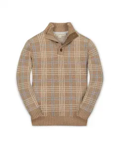 Органический свитер с воротником-стойкой и интарсией для мальчиков младшего и старшего возраста Hope & Henry, коричневый