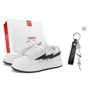 MINISO Низкие скейтборд кроссовки унисекс белые с брелоком, цвет White (Comes with Keychain)