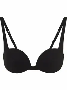 Бюстгальтер-балконет из джерси с логотипом MIU MIU, черный