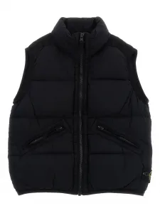 Стеганый жилет на молнии Stone Island Junior, черный