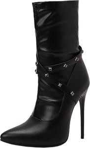 Женские сексуальные ботильоны на шпильке с боковой молнией и заостренным носком XIEPP, Black