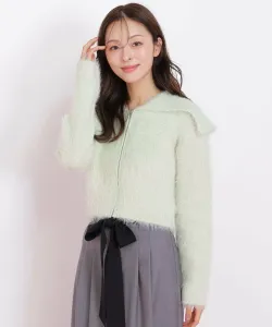 Вязаная блузон с большим воротником из люрекса и перьев Jill By Jill Stuart, цвет Mint