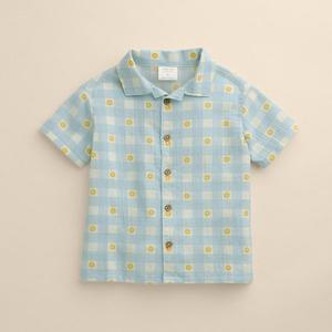 Детская курортная рубашка Little Co. By Lauren Conrad, Blue Flower Gingham