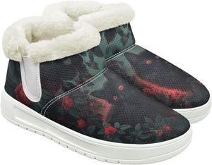 Женские зимние ботинки JoyLamoria с животным принтом, утепленные, с утолщенной подошвой, легкие и короткие для улицы, Cat Rose Leaves