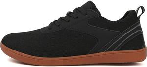 Мужские кроссовки для ходьбы с дышащей вязаной верхней частью для комфортной походки, мягкая подошва, легкие обувь для фитнеса и ежедневного ношения - гибкие беговые кроссовки с поддержкой свода стопы Qacksv, черный