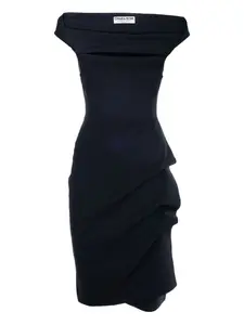 Драпированное платье миди Melania с открытыми плечами CHIARA BONI La Petite Robe, черный
