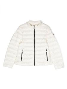 Moncler Enfant пуховик на молнии с нашивкой-логотипом, белый