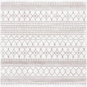 Ковер SAFAVIEH, 201 x 201 см, Tunisia Collection, Ivory & Tan, Moroccan Tribal дизайн, без линьки и простой в уходе, идеален для помещений с высокой проходимостью в гостиной, спальне (TUN742A)