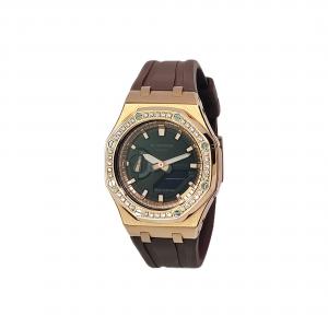 Часы Casio G-Shock Analog-Digital 2100 Series, арт. GA-2100-1A1, коричневый/золотой/стразы