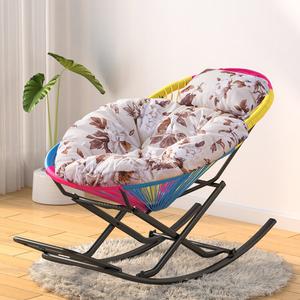 Fantasy Кресло-качалка из ротанга, x-образное, с коричневой подушкой