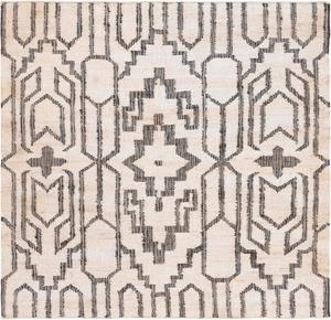 Ковер SAFAVIEH, 183 x 183 см, Natural Fiber Collection, Ivory & Black, ручной работы из джута, идеален для помещений с высокой проходимостью в гостиной, спальне (NFB750A)