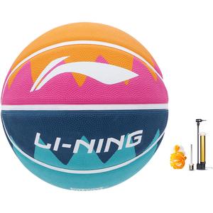 LINING Универсальный баскетбольный мяч размер 5 для помещений и улицы, детский, Extra Large, синий, зеленый, розовый, Rubber