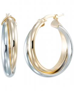 Двухцветные серьги-кольца Macy's, Gold, Silver