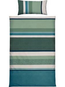 Тонкое фланелевое постельное белье цвета бензин-зеленый Erwin Müller, 155 x 220 + 80 x 80 см