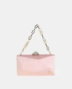 Прямоугольный клатч с подкладкой из тисненого атласа телесного цвета и металлическим держателем для язычка Volum, цвет Nude