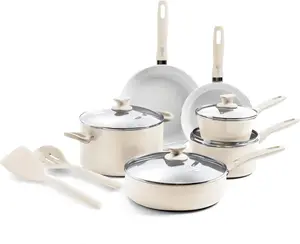 Набор посуды GreenPan Dover Healthy Ceramic Nonstick, 12 предметов, кремово-белый