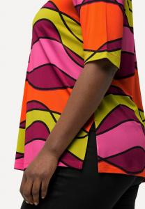 Блуза WAVE PRINT SHORT SLEEVE SLINKY  Ulla Popken, оранжевый