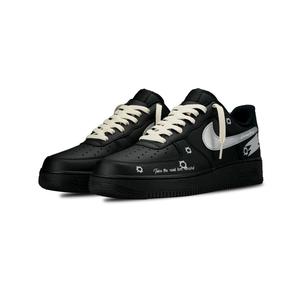 Кроссовки Nike Air Force 1 Skateboarding Shoes Unisex Low-top Black/Silver, черный/серебряный