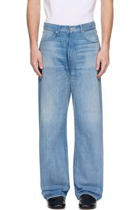 Селвидж выцветшие светлые джинсы Auralee, индиго