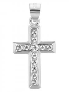 Adeliás Женский кулон - крестик из серебра 925 пробы с кубическим цирконием в серебряной оправе