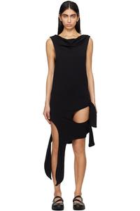 Черное деконструированное мини-платье OPEN YY