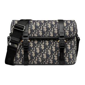 DIOR Хлопковая сумка-мессенджер через плечо женская бежево-черная