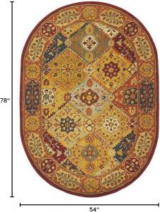 SAFAVIEH Heritage Collection ковер, 138 x 199 см, овал, Multi, ручной работы традиционный Oriental шерстяной, идеален для помещений с высокой проходимостью в гостиной, спальне (HG512A)