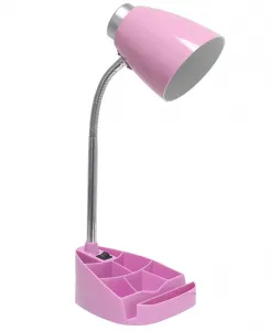 18,5-Дюймовая гибкая настольная лампа-органайзер на гусиной шее Creekwood Home, pink