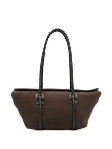 Сумка через плечо из замши с плетеной ручкой Hereu, коричневый