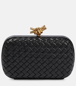 Кожаный клатч Knot Intreccio Bottega Veneta, черный