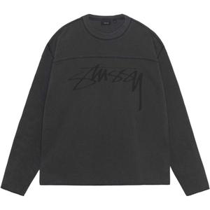 Хлопковая футбольная толстовка с пигментной окраской Stussy, черный