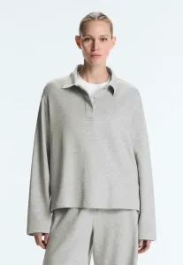 Топ-Поло из меланжевого пике с длинными рукавами Oysho, Light Grey