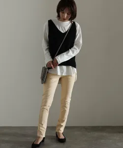 Узкие брюки из саржи с передней молнией Pourvous, цвет Ecru