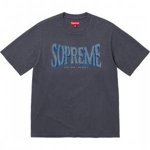 Флисовая постиранная футболка с коротким рукавом Supreme, синий