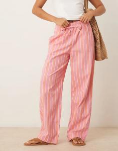 Брюки-шезлонги ASOS DESIGN в полоску розового цвета