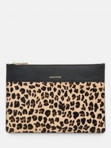 Клатч из кожи с леопардовым принтом Whistles, Brown/Multi