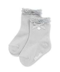 Хлопковые мерсеризованные кружевные носки с лентой для младенцев (8-13 см)
