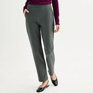 Petite knit essential брюки прямого кроя Croft & Barrow, Med Charcoal Heather