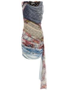 Шелковые шарфы драпированное платье Marine Serre, черный