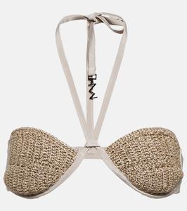 Бюстгальтер-топ из смеси шелка и вязания крючком Lima The Mannei, серо-коричневый