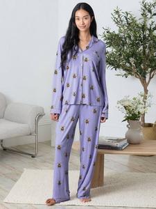 Пижамный комплект Bee Button Through Long с TENCEL Modal Chelsea Peers, Lilac