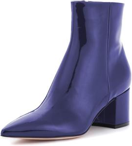 Женские элегантные ботильоны FSJ с заостренным носком, массивным каблуком и боковой молнией, формальная свадебная обувь, размер США 4-15, Navy-Patent