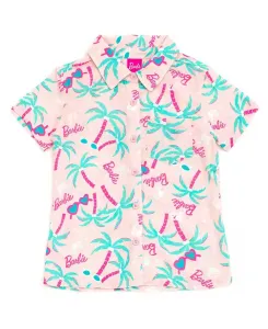 Детская гавайская блузка с пуговицами для девочек Barbie, розовый