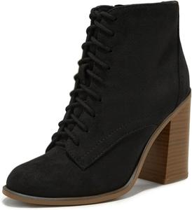 Женские классические ботильоны YDN с круглым носком, шнуровкой, высокими блочными каблуками и боковой молнией, для работы и повседневной носки, размеры 4-16 US, Black