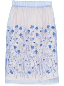 Юбка миди PAROSH с цветочной вышивкой P.A.R.O.S.H., синий