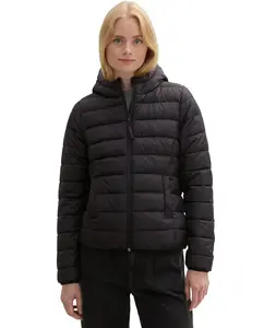 Женский пуховик с капюшоном и застежкой-молнией Tom Tailor, чёрный