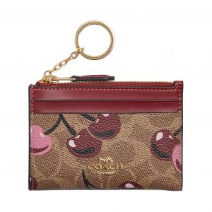 COACH Ультратонкий чехол для удостоверения личности из текстиля с держателем для карт миниатюрный женский бежевый разноцветный, Tan Multicolor