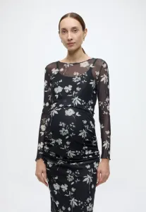 Olmloura mesh l/s oneck top jrs long sleeves top Only Maternity, Black Aop:Cloud Dancer Flowers