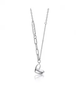 Ожерелье с подвеской в виде сердца из гладкой цепочки, покрытой белым золотом Rachel Glauber, silver