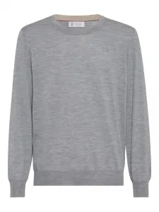 Джемпер с нашивками на локтях Brunello Cucinelli, серый